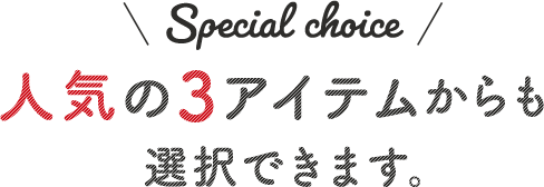 人気の3アイテムからも選択できます
